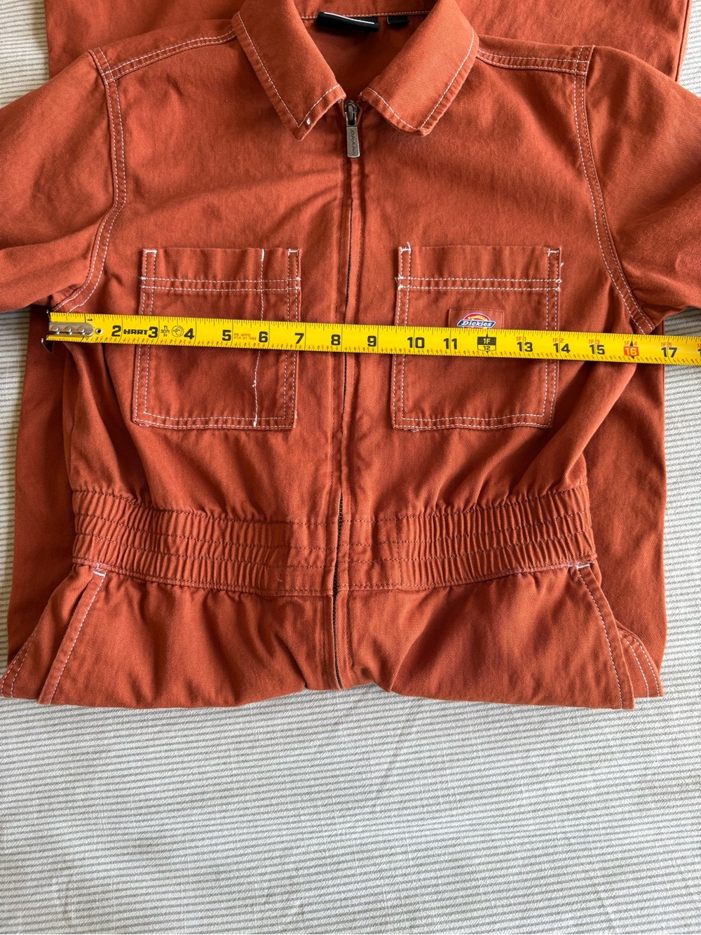 Dickies Florala Coveralls Womens XS Workwear Elastic Waist Zip Front Orange - Picture 14 of 15
